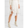 Asymmetrische weiße Spitze Leinen und Baumwolle Sommer Maxi Rock Herstellung Großhandel Mode Frauen Bekleidung (TA0008S)